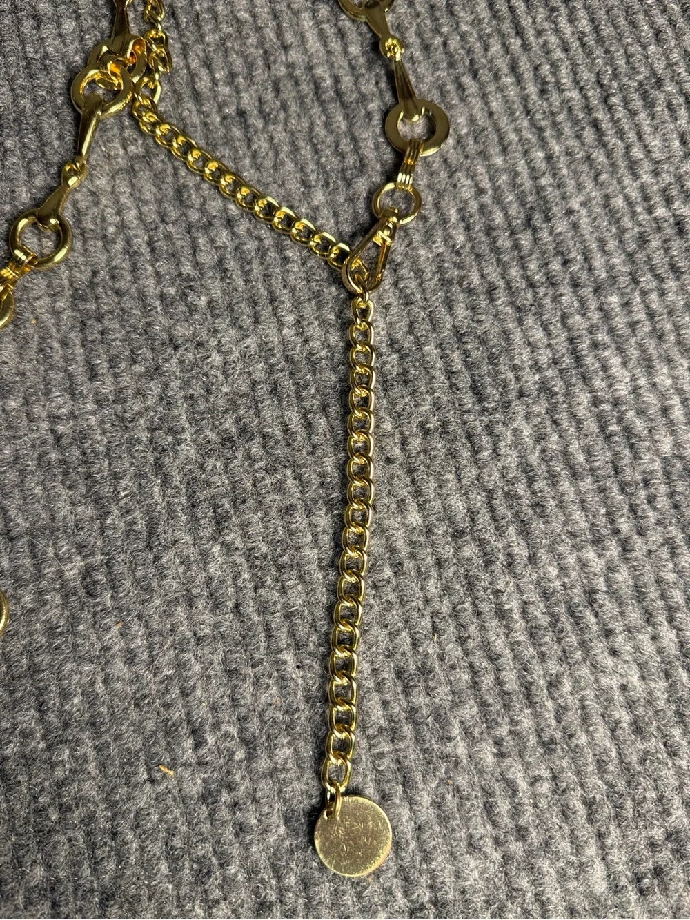 Gucci Style Horsebait Gold-Tone Link Adjustable Chain Belt, Size XL